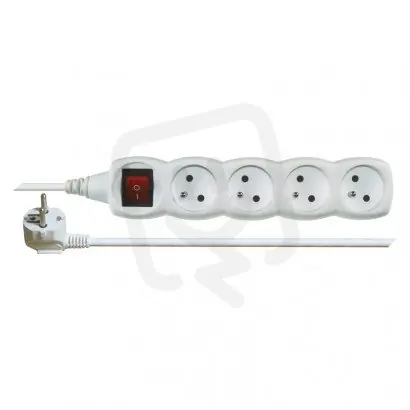 Vysoce Kvalitní Prodlužovací kabel 5 m 4 zásuvky s vypínačem bílý PVC 1mm2 EMOS P1415