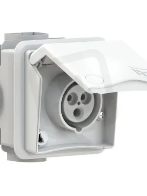 zásuvka pod omítku designová, 3P, 16A/230V, bílá, IP 44 PCE PC-883-6v Vysoce Kvalitní