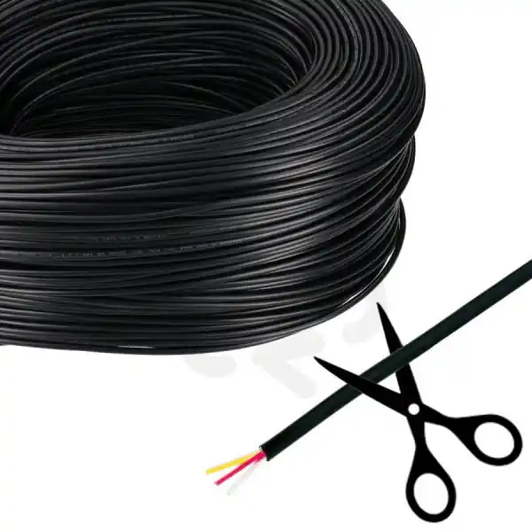 Finální Výprodej 3-žilový kulatý PVC kabel AWG 20/0,52 mm2, černý plášť, červená/bílá/žlutá