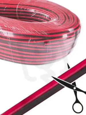 Jen Po Omezenou Doba 2-žilový plochý PVC kabel AWG 18/0,85 mm2, (2,1-4,2mm), černá/červená