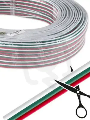 3-žilový plochý PVC kabel AWG 18/0,85 mm2, (2,1-6,3mm), červená/bílá/žlutá Hit Sezóny