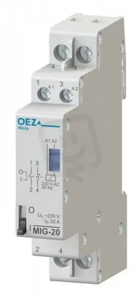 MIG-20-10-A230 Impulzní relé Ith 20A,Uc AC 230 V, 1x zapínací kontakt OEZ 43184 Aktuální