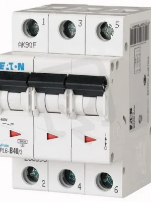 Jistič PL6-C40/3 char C, 3-pólový, 6kA, 40A EATON 286605 Výprodej