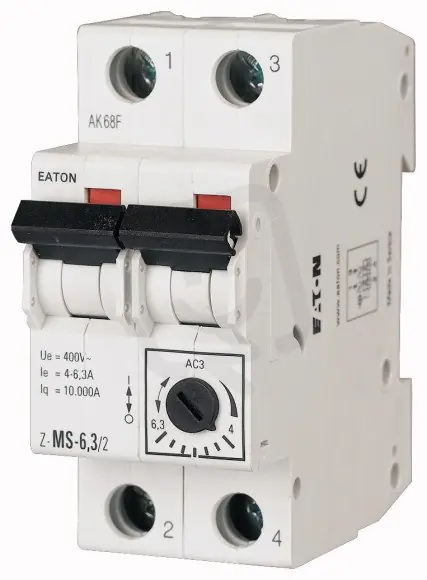 Z-MS-6,3/2 Spínač motorů 2-pól (pro 1-fáz motory) 4.00-6.30A EATON 248397 Objednat Nyní