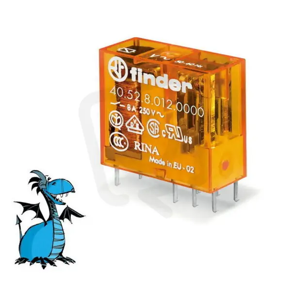 Relé, DIN/PS, 2P/8A, 12V AC FINDER 40.52.8.012.0000 Novinka