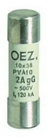 Sleva PVA10 12A gG Pojistková vložka AC 500V/DC 250V vel.10x38 OEZ 40753