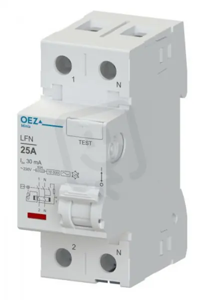 Finální Výprodej LFN-40-2-030A Proudový chránič 40A, AC 230V, 30mA, 2pól, 10kA, typ A OEZ 42443