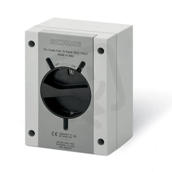 Super Cena Průmyslový spínač ISOLATOR plastový 40A 3P IP65 standard SCAME 590.GE4013