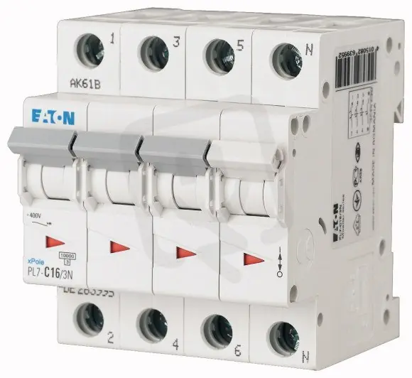 Jistič PL7-B16/3N, char B, 3+N-pólový, 10kA, 16A EATON 263985 Sezónní Sleva