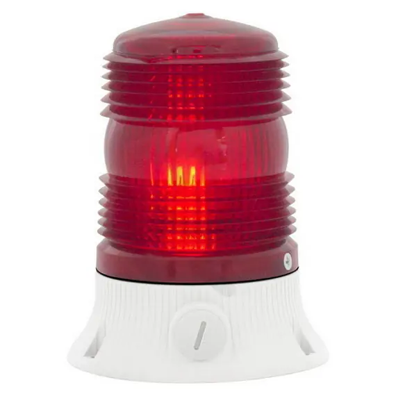 Maják zábleskový MINIFLASH X 240VAC, IP54, červená, světle šedá, základna plochá Ihned K Objednání