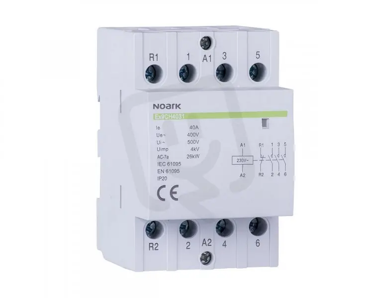 Instalační stykač NOARK 102419 EX9CH40 40 A, ovl. 24 V, 4 NO kontakty Expresní Doručení