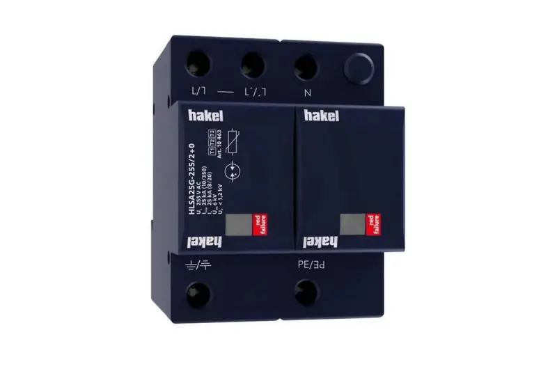 Svodič impulzních proudů a rázového přepětí HAKEL HLSA25G-255/2+0 SPD typ 1+2+3 Akce