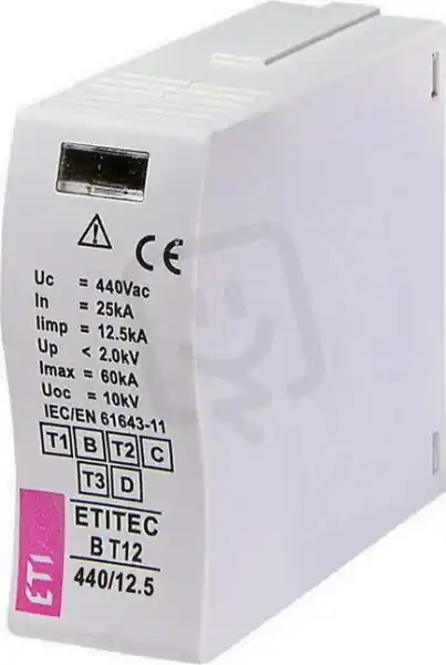 Vrácení Zdarma ETI Modul svodiče přepětí MOD.ETITEC B T12 440/12,5,25kA, 60kA, 12,5kA, 440V AC