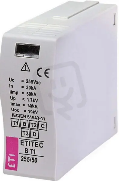 Originální ETI Modul svodiče přepětí MOD.ETITEC B T12 255/50,25kA, 60kA, 12,5kA, 255V AC