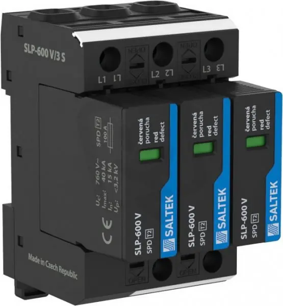 Horká Nabídka SLP-600 V/3 svodič přepětí vhodné pro 3F TN a IT 690V DC 40kA (8/20) A06076