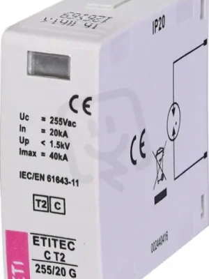 ETI Modul svodiče přepětí MODUL ETITEC C T2 255/20 G,20kA, 40kA, 255V AC Poslední Šance