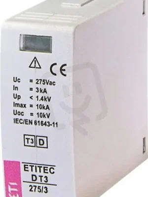 ETI Modul svodiče přepětí MODUL ETITEC D T3 275/3,3kA, 10kA, 275V AC, Uoc = 10kV Nejprodávanější