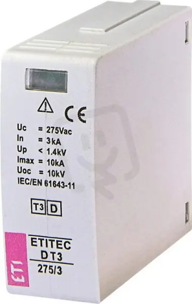 ETI Modul svodiče přepětí MODUL ETITEC D T3 275/3,3kA, 10kA, 275V AC, Uoc = 10kV Nejprodávanější