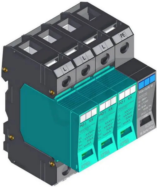 Nejprodávanější Přepěťová ochrana PO I 3+1m 280V/12,5kA, modulární, vyměnitelná, B+C+D