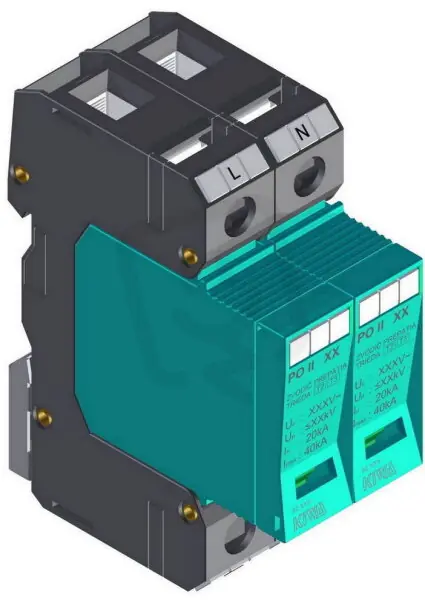 Akce Přepěťová ochrana PO II 2 LCF 280V/40kA, modulární, vyměnitelná, C+D