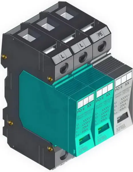 Přepěťová ochrana PO II 2+1 550V/40kA, modulární, vyměnitelná, C+D Ověřený