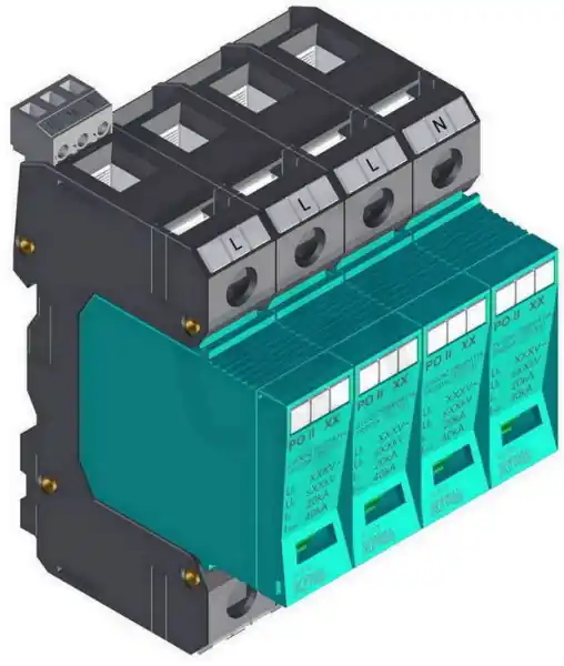 Ověřený Přepěťová ochrana PO II 4 R 280V/40kA, modulární, vyměnitelná, C+D