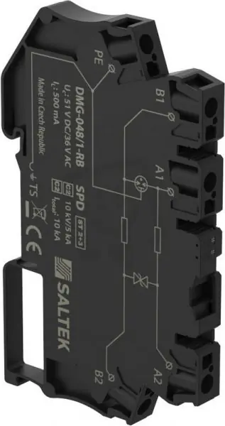 Autentický DMG-048/1-RB přepěťová ochrana 48 V DC max. 0,5 A plovoucí SALTEK A06063