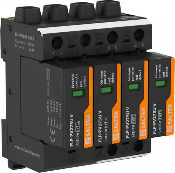 Pouze Dnes FLP-PV550 V/U S svodič přepětí pro FVE do 560V DC 25kA(10/350) SALTEK A06146