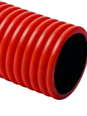 Tuhá dvouplášťová korugovaná bezhalogenová chránička KOPODUR 160 mm, červená, 6m Omezená Nabídka