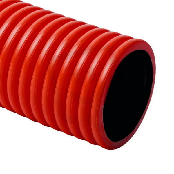 Tuhá dvouplášťová korugovaná bezhalogenová chránička KOPODUR 160 mm, červená, 6m Omezená Nabídka