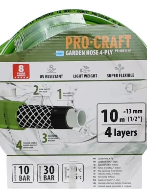 Zelená zahradní hadice Procraft PR-4GH1310 4 vrstvy, 1/2" 10 m PR-4GH1310 Víkendová Akce