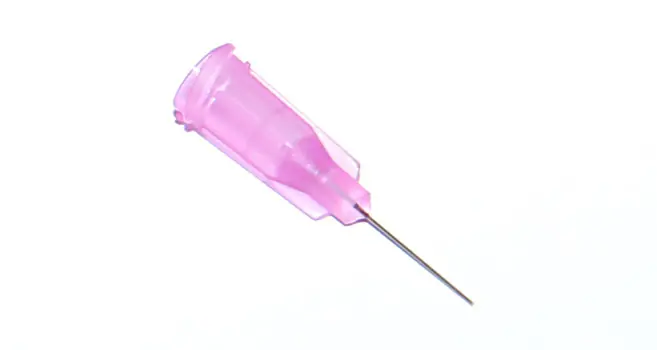 Speciální Cena Lepené dávkovací jehly s nerezovou kanylou 12,7mm světle fialová 30G 1ks