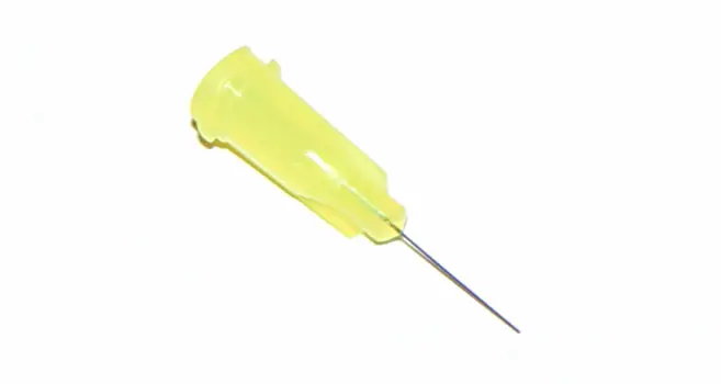 Finální Výprodej Lepené dávkovací jehly s nerezovou kanylou 12,7mm žlutá 32G 1ks