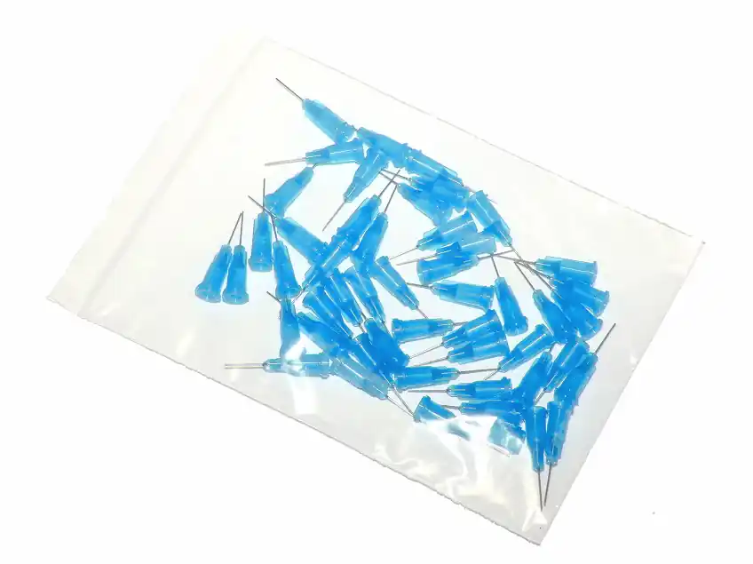 Akce Lepené dávkovací jehly s nerezovou kanylou 12,7mm modrá 22G 50ks