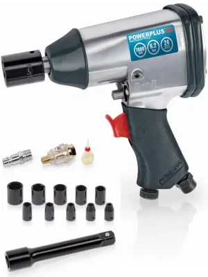 Autentický PowerPlus POWAIR0010 pneumatický utahovák SET v kufru