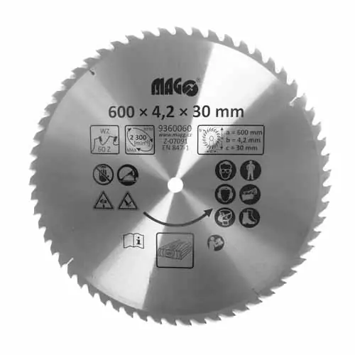 Magg 9360060 Pilový kotouč 600x4,2x30mm/60 zubů - střídavě šikmé Rychlé Dodání