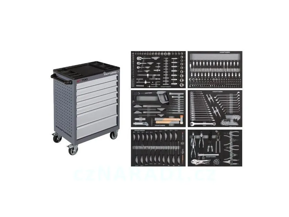 Nejlepší Volba Dílenský vozík BT700 7 zásuvek + nářadí 6 modulů 299ks Basic Line