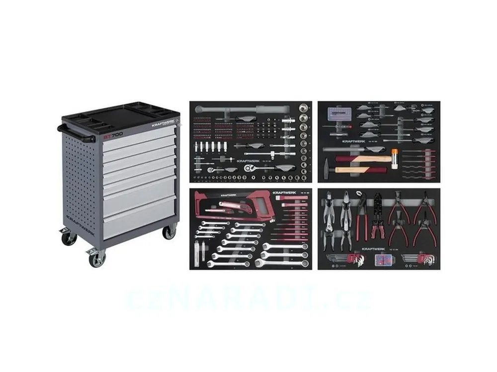 Nejlepší Cena Dílenský vozík BT700 7 zásuvek + nářadí 4 moduly 337ks COMPLETO EVA Basic Line