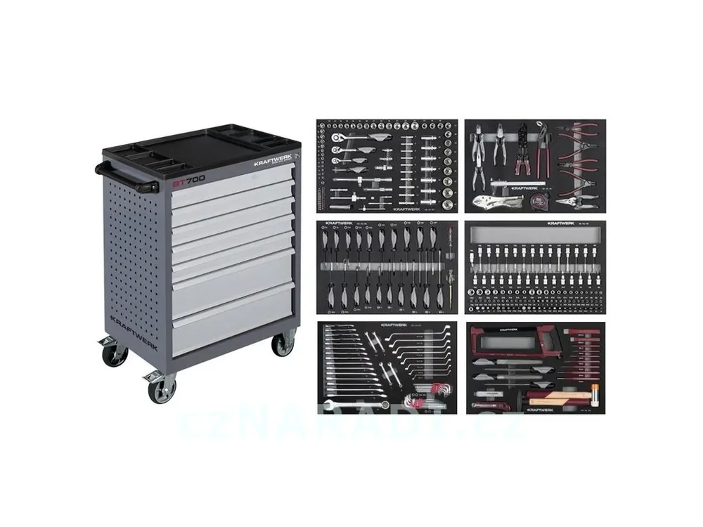 Dílenský vozík BT700 7 zásuvek + nářadí 6 modulů 304ks COMPLETO EVA Basic Line Nejprodávanější