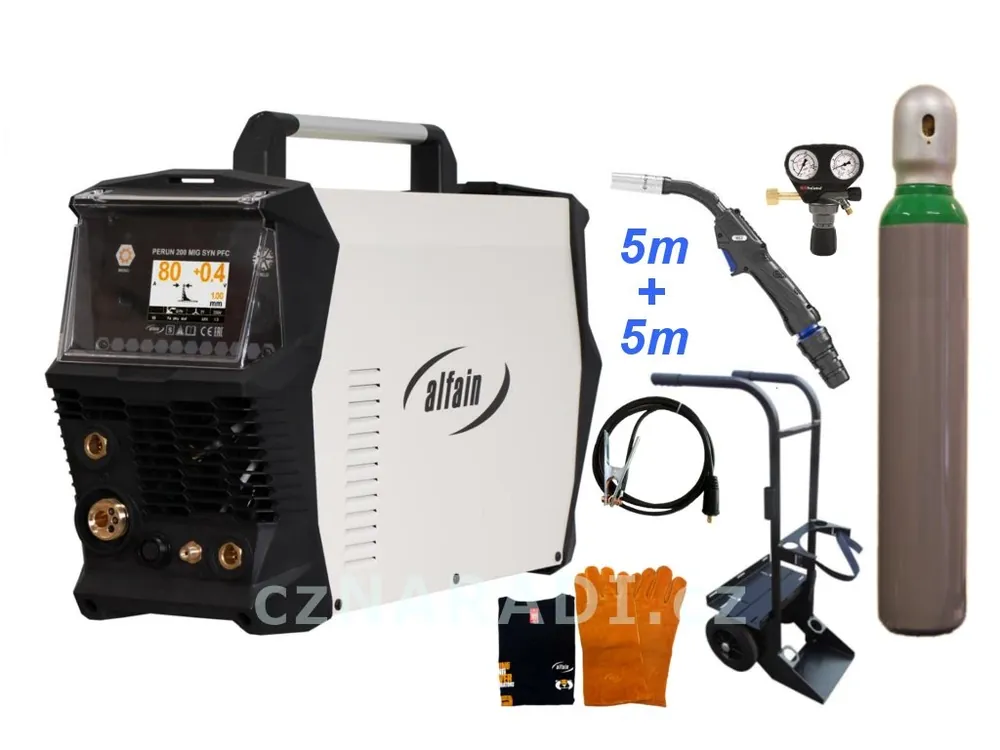 PERUN 200 MIG SYN PFC + MIG 5m + zem 5m + lahev 8L + vozík SET PRO Značkový
