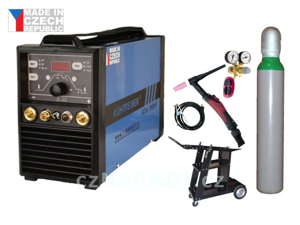 KITin 1900HF + zem + TIG hořák U/D + ventil + lahev + vozík Nová Kolekce